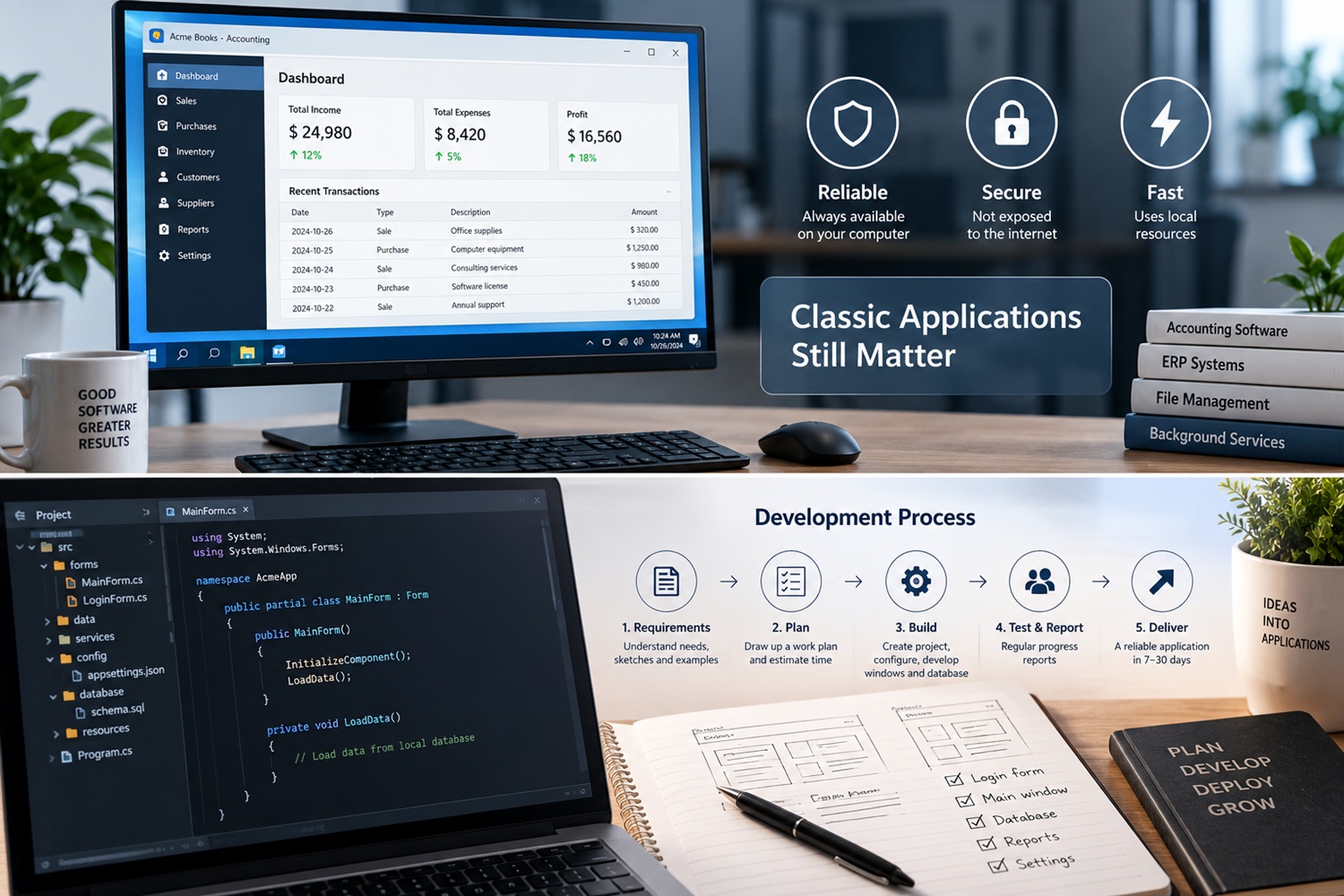 Classic desktop application interface