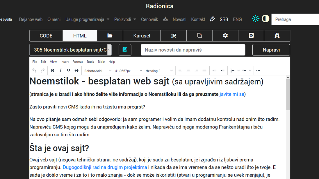 Proizvodi: Noemstilok (CMS) web sajt