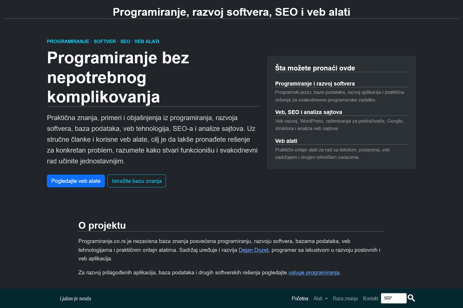 Portfelj: Dizajn sajta - programiranje.co.rs